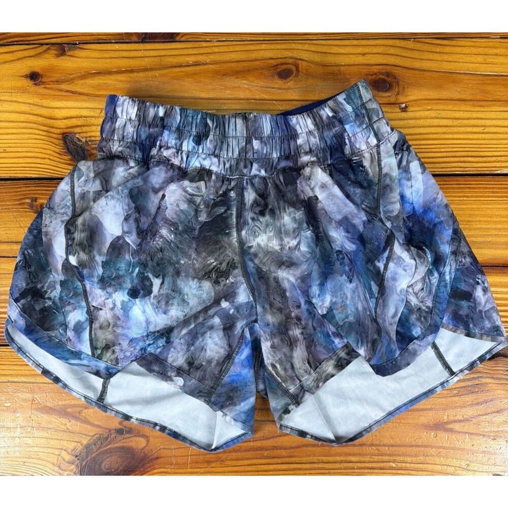 Lululemon Track That High-Rise Lined Short Blue/Black Camo LW7BOLS Sz 6
